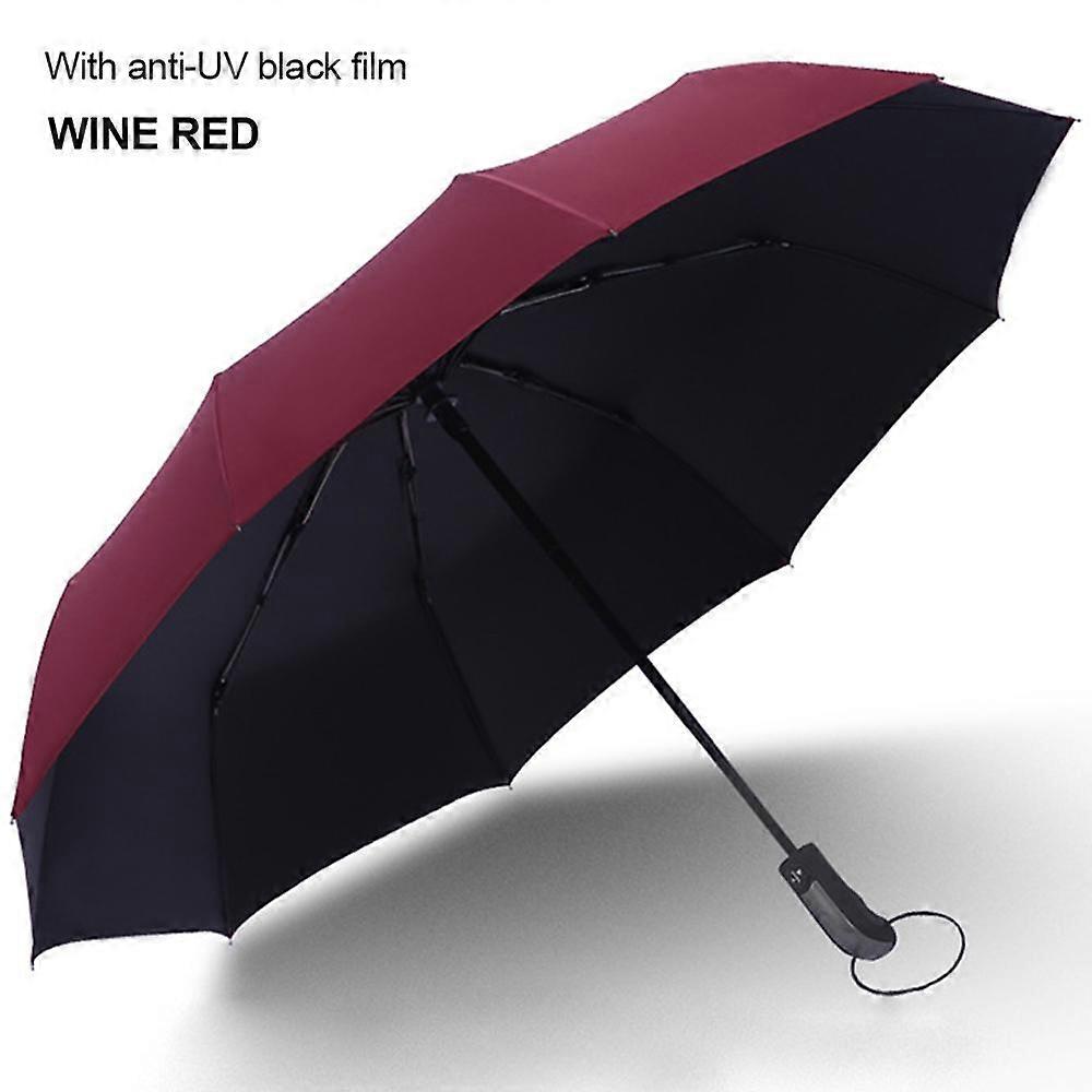 10 Ribs 3 Folds Automatic Folding Umbrella Compact Travel Parasol Windproof Uv Resistance
