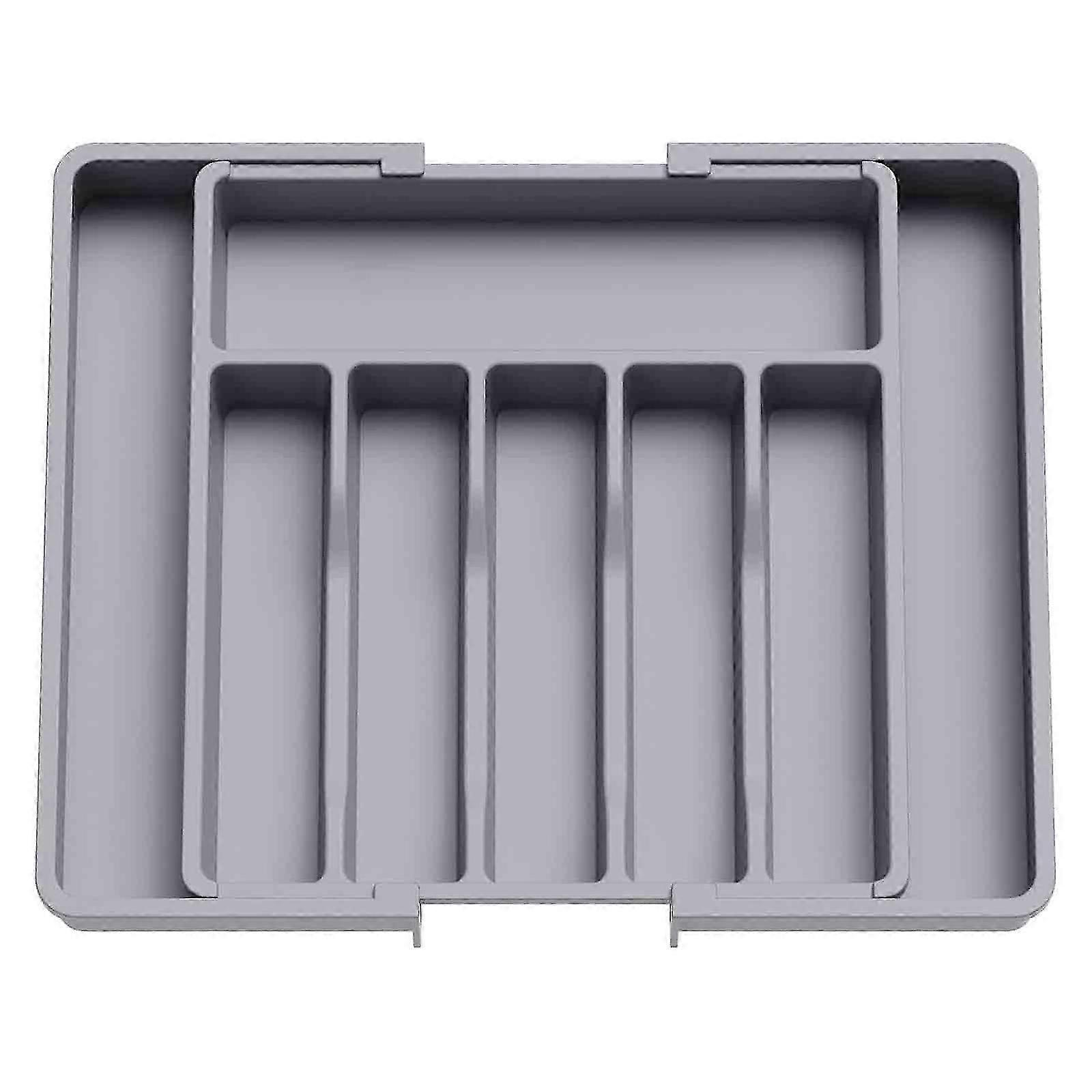 Adjustable Expandable Kitchen Drawer Organizer for Utensils & Cutlery - Grey