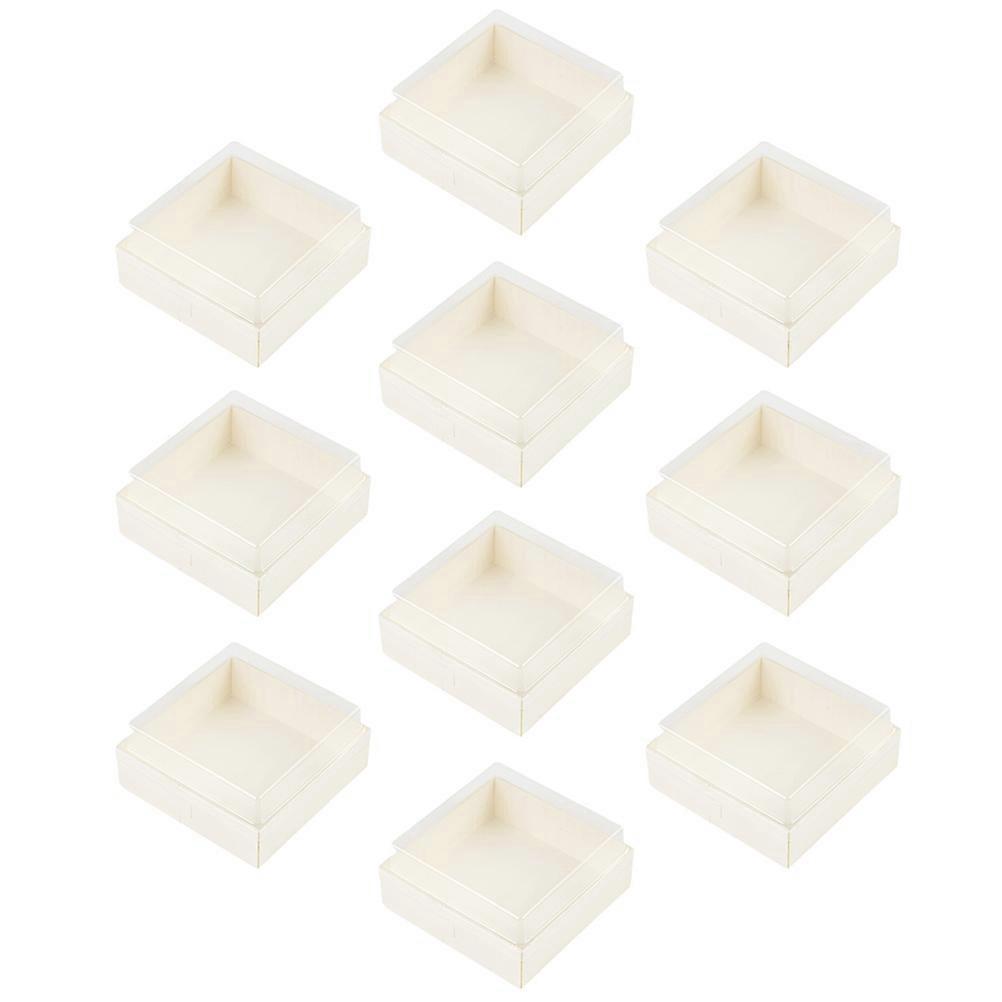White Plastic Cake Packing Box for Storage Use with Transparent Lid and Portable Design 10pcs