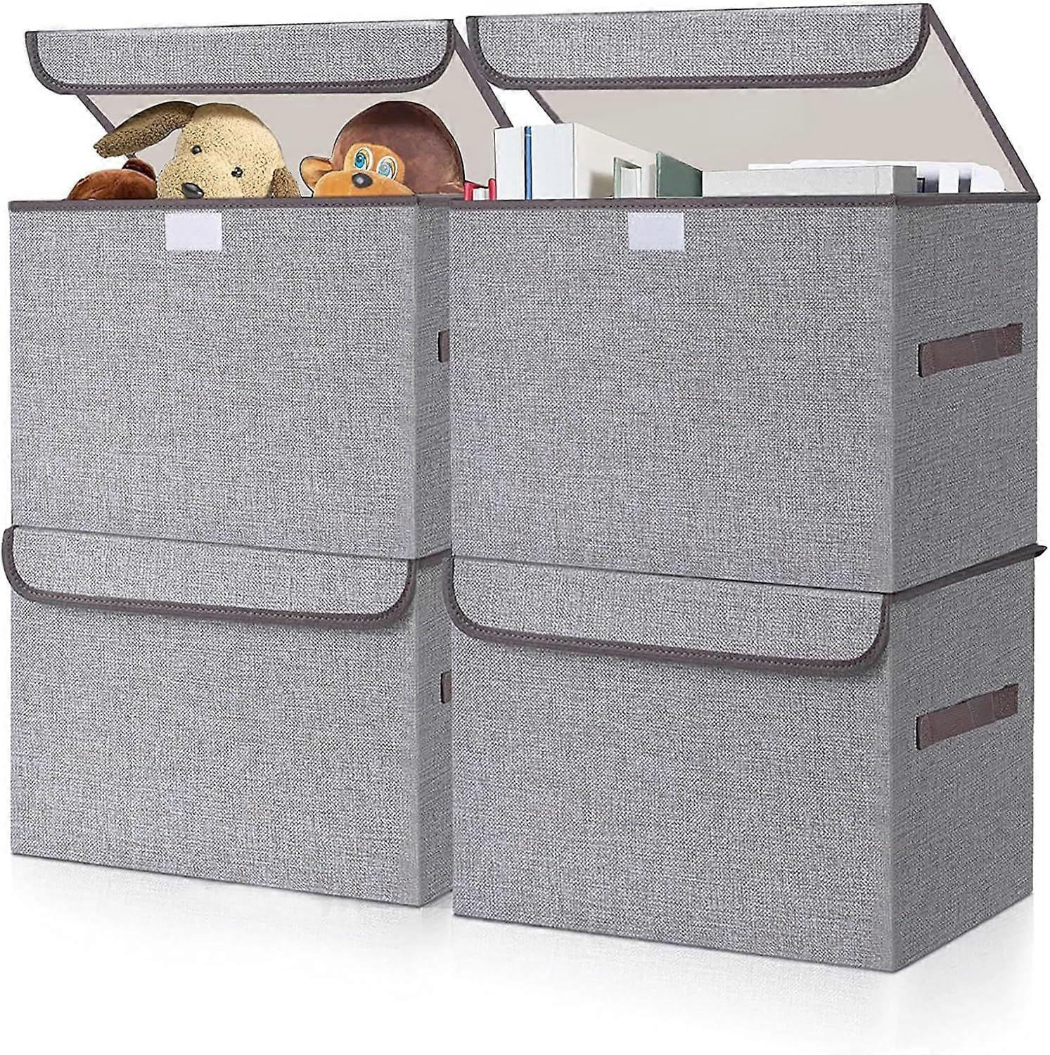 Large 22 Quart Linen Fabric Foldable Storage Bin Cube Organizer Basket with