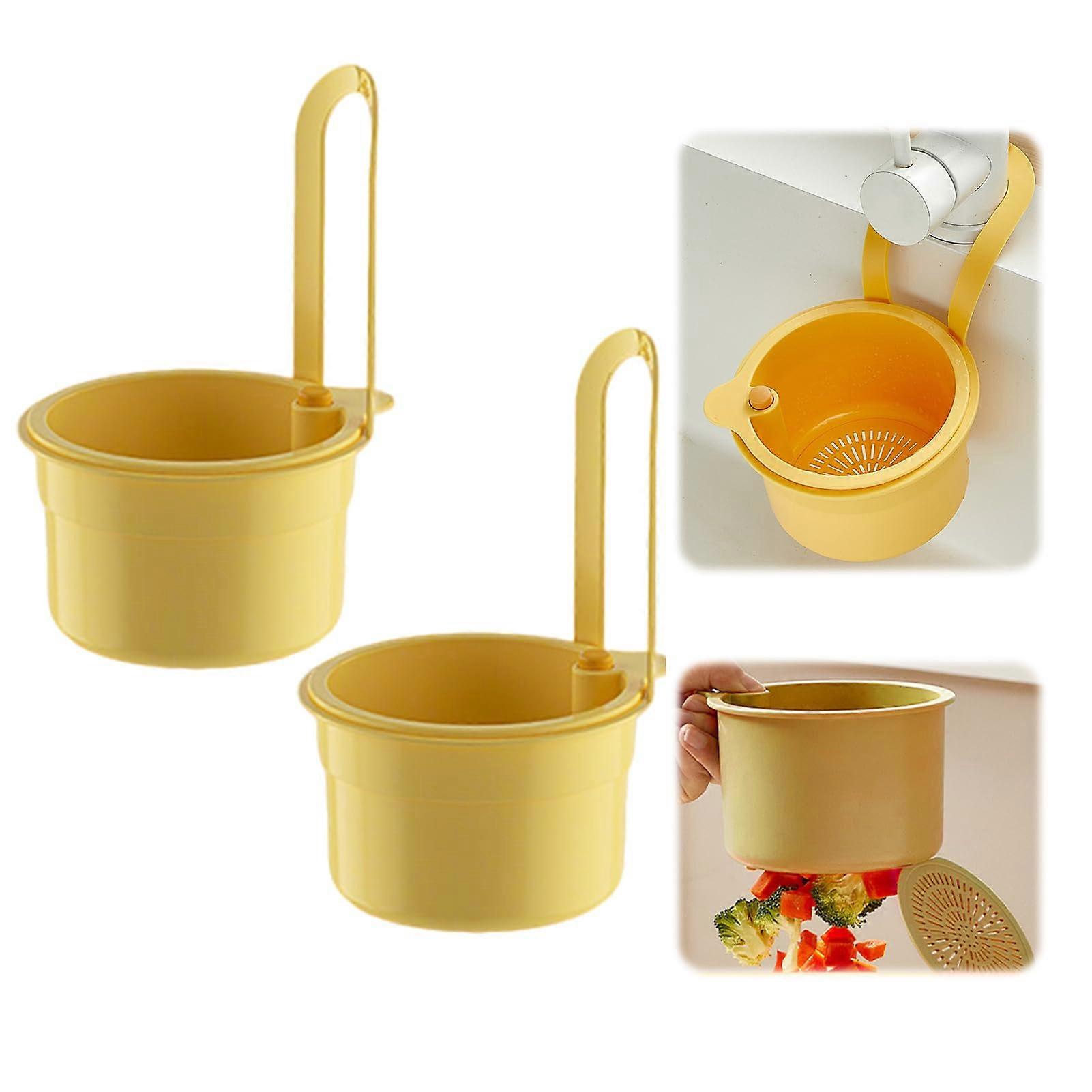 Adjustable Sink Strainer Hanging, 2-Pack White Multifunctional Draining Basket for Kitchen Sinks, Sink Filter Basket for Washing