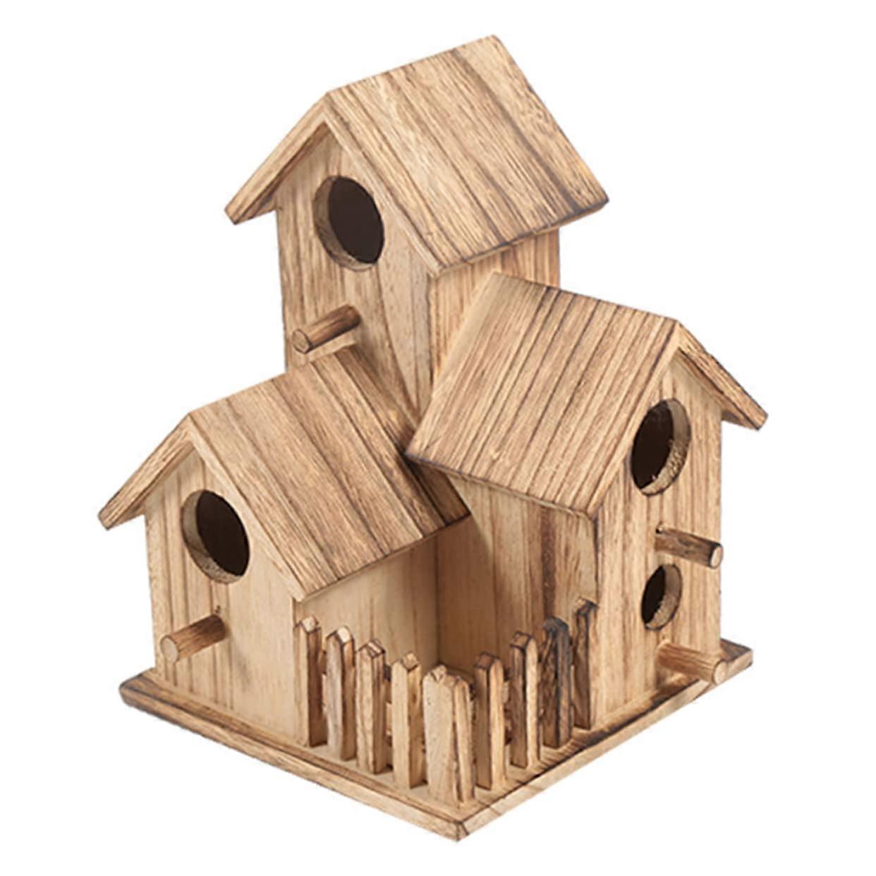 Large birdhouse made of wood multiroom bird nest with wide entrance bird accessories for garden durable birdhouse for play and sleep Ref: 1490