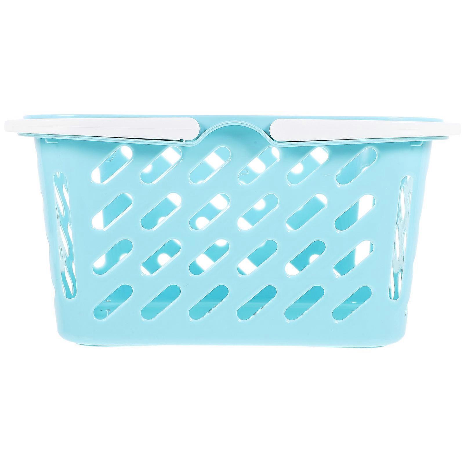 Grocery Baskets With Handles Portable Storage Picnic Sky-Blue Stackable 1Pack