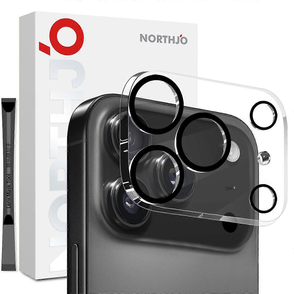 NORTHJO For iPhone 17 Pro Camera Lens Protector Black Circles 3D Full Coverage Clear Tempered
