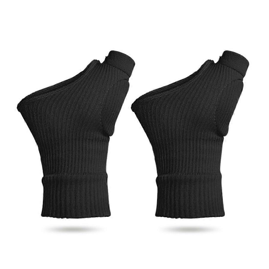 Gel Hand Wrist Support Pads for Thumb Injury Relief, Breathable Compression Gloves for Carpal Tunnel and Sprains, Black
