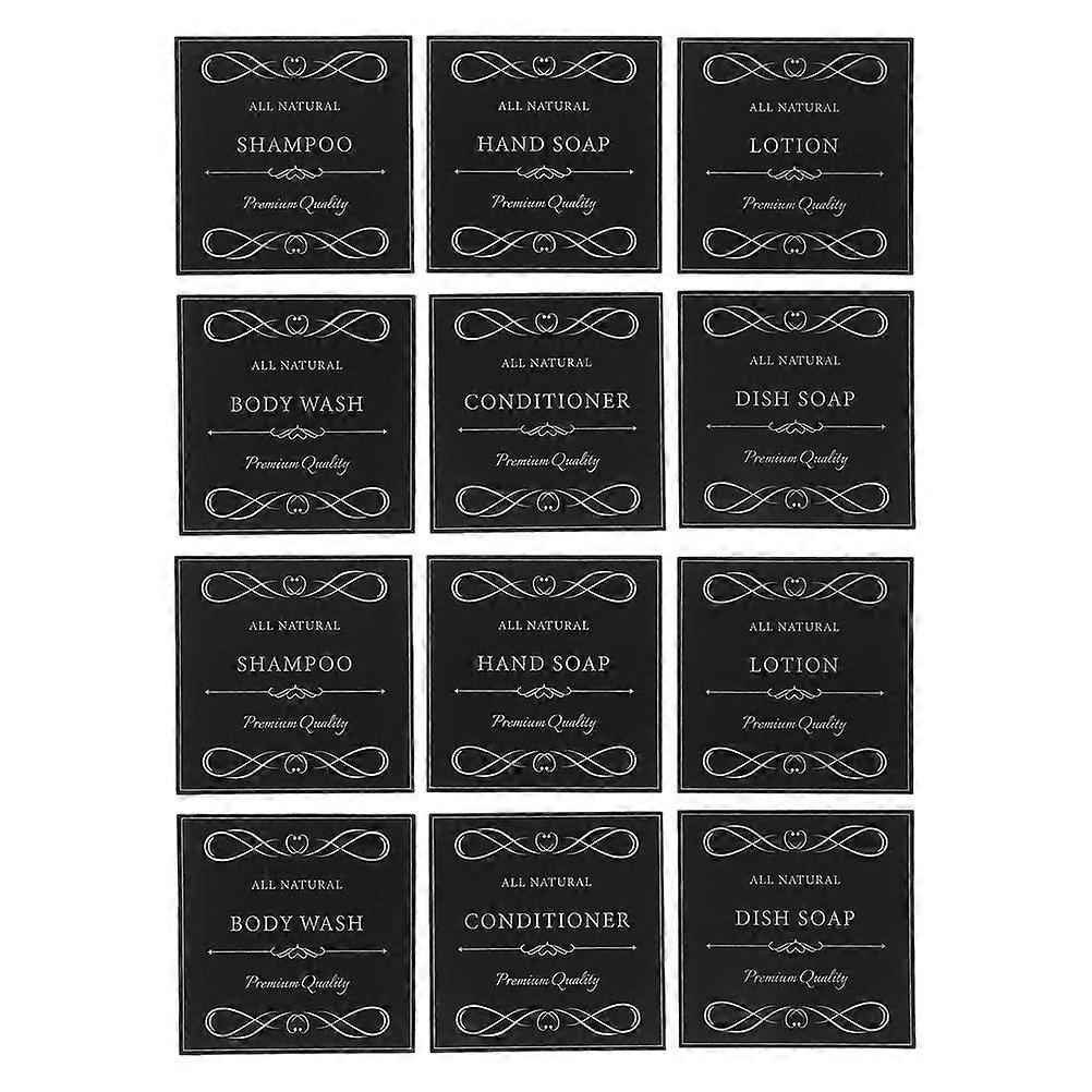 Dispenser Bottle Labels Soap Dispenser Labels Shower Bottles Waterproof Function Minimalist Design 12Pcs