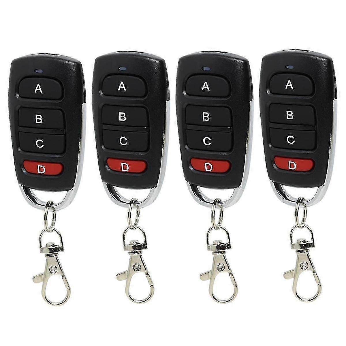 Pack of 4 Universal Garage Door Remote Controls,433 MHz,Clone Remote Switch for Gates and Garages, Handheld Transmitter