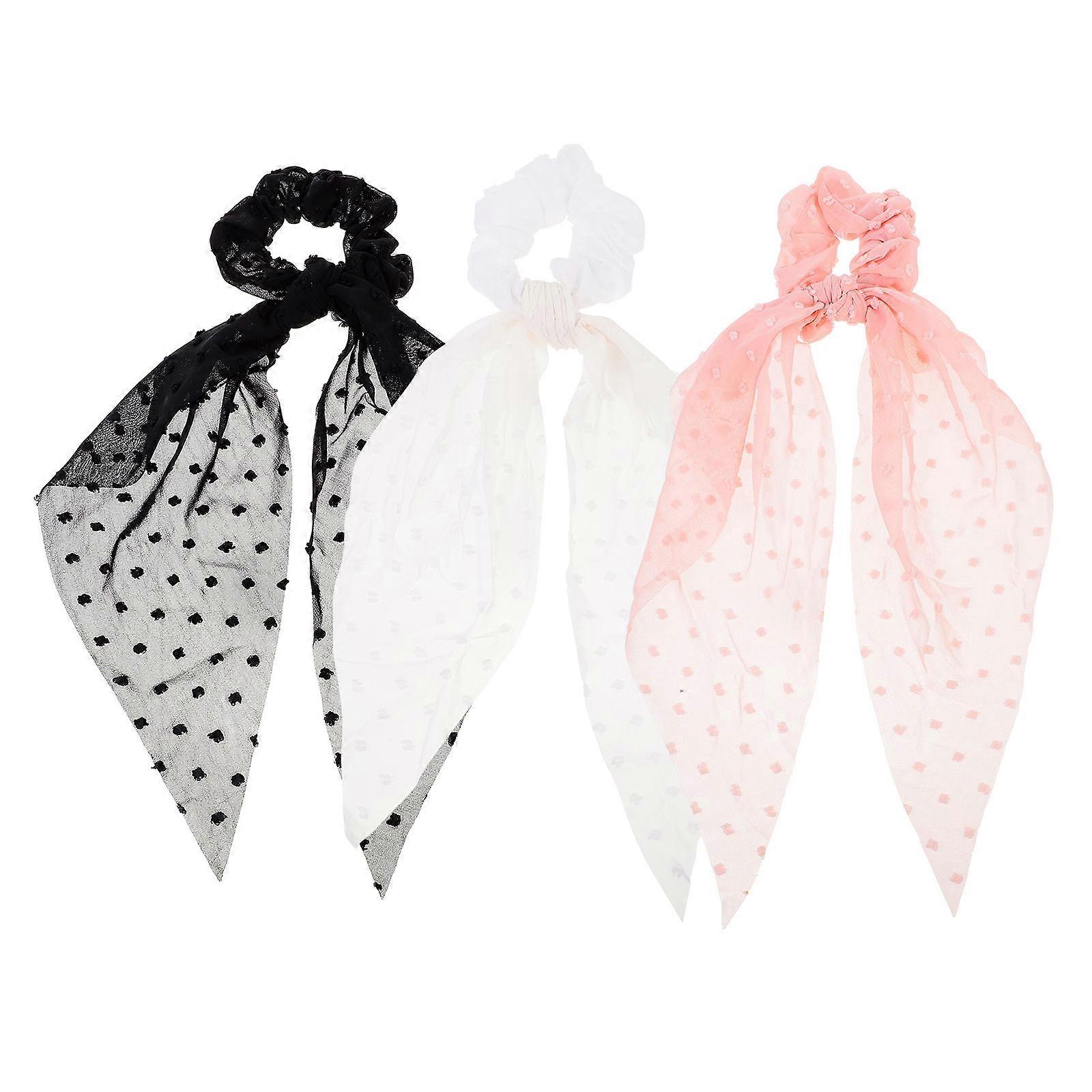 3pcs Elásticos de Cabelo com Fita Elástica para Mulheres – Laços de Cabelo Duráveis e Não Manchantes para Rabos de Cavalo e Coques, Cores Aleatórias