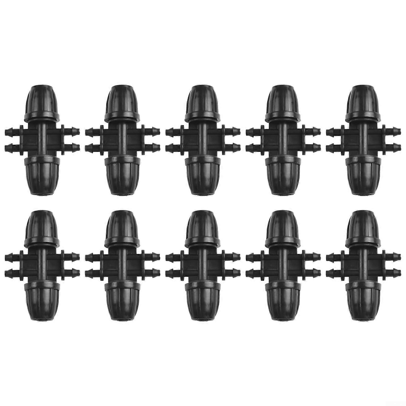 Drip Irrigation T-Connector Set with Stakes, 10-Piece for Standard Pipe Connection, Durable and Reliable Gardening Accessory