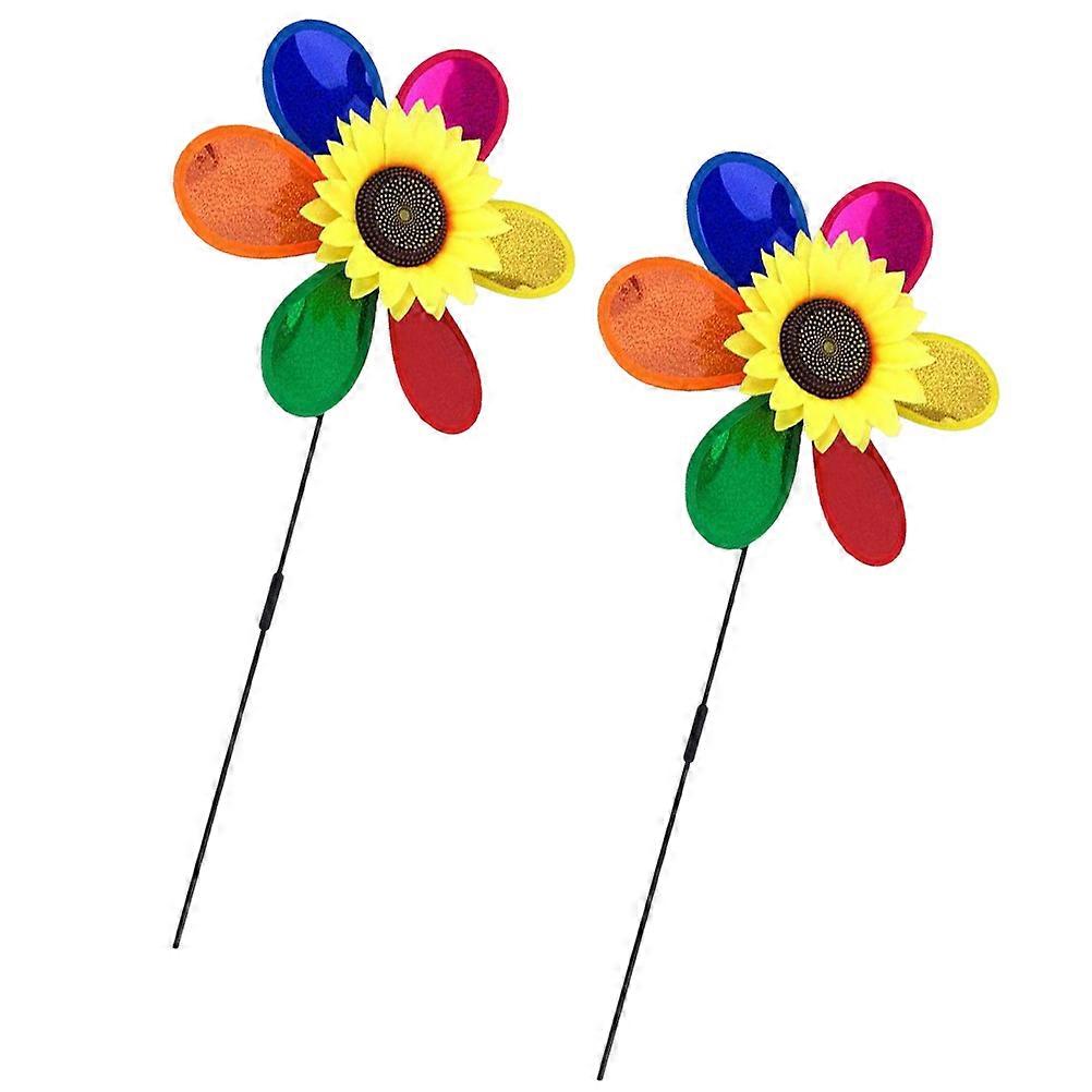 Large Outdoor Flower Windmill Decorations Rotatable Pinwheels Garden Spinners Durable Sturdy Wind Spinners for Lawn Patio Balcony Park