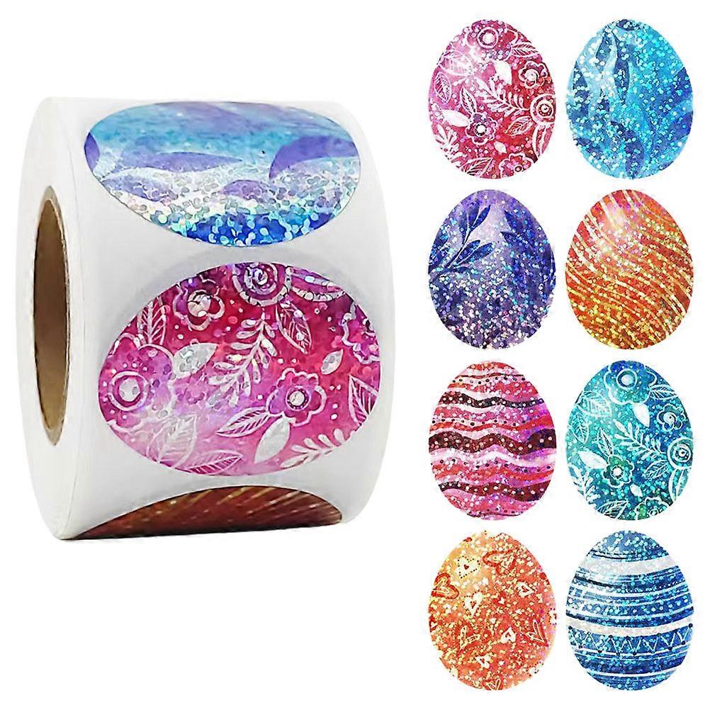 Decorative Egg Stickers Easter Colored Eggs Stickers Table Decor Self Adhesive Stickers present Wrapping 1 Roll