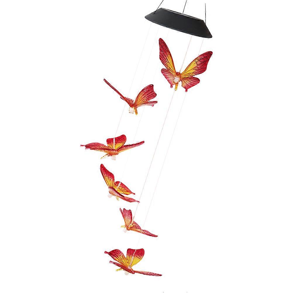 Solar Wind Chime Light Color Changing Outdoor 6 LEDs Wind Chime Colorful Decoration Light for Home Party 1Pack