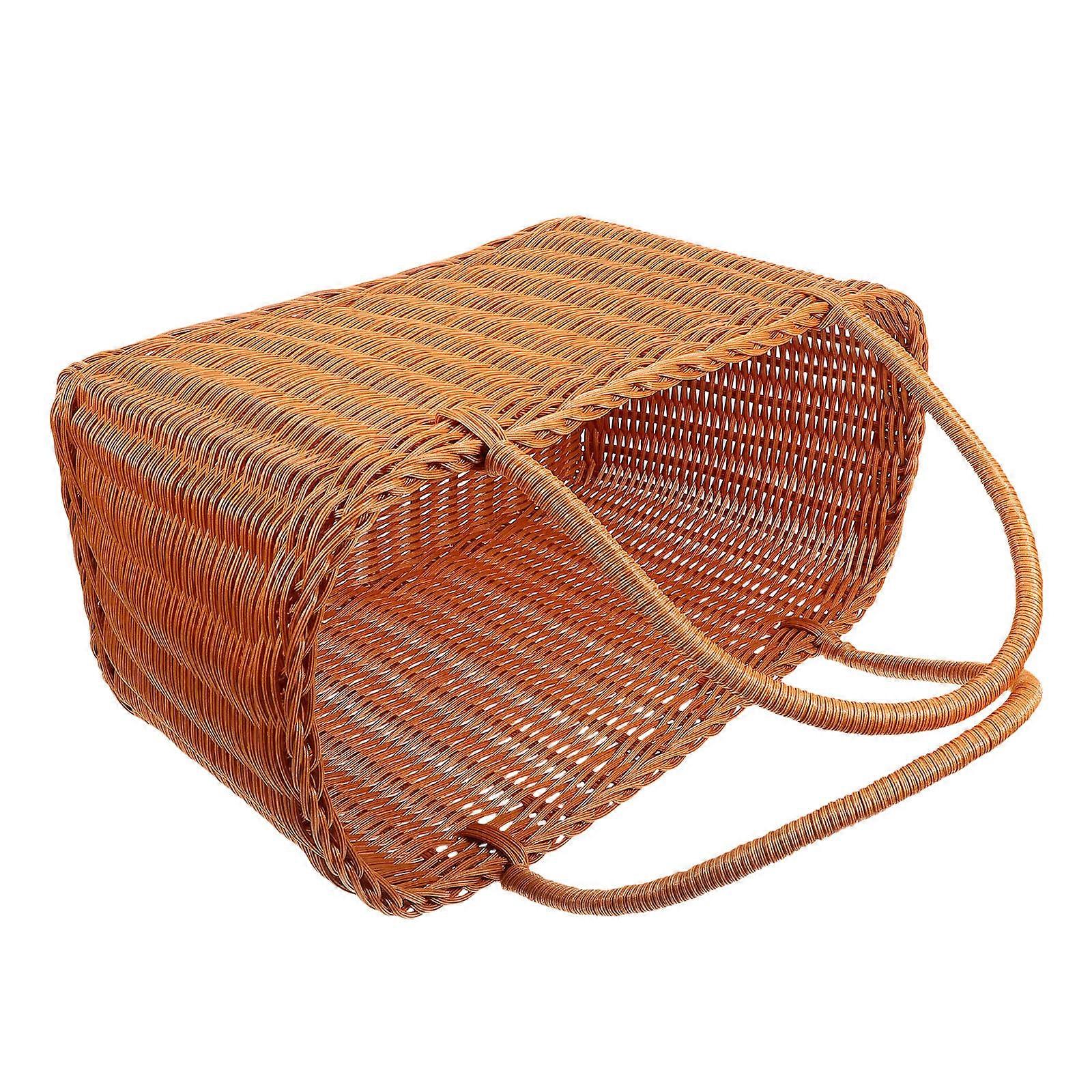 Grocery Basket Handheld Woven Outdoor Use 37.00X36.50X16.00CM PP Household Item Storage 1Pack