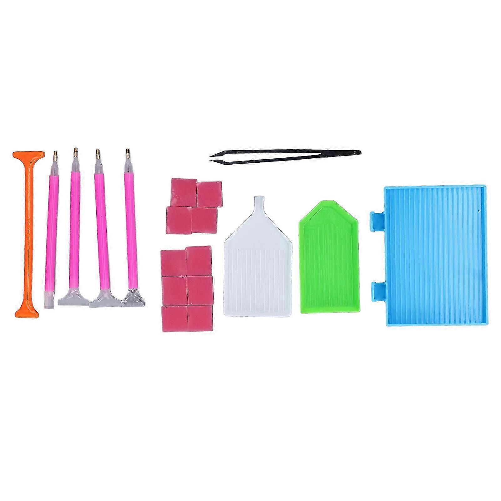 19 Pcs Rhinestone Painting Tool Kit with 5 Paint Pens, 3 Trays, 10 Clay, and 1 Tweezer for DIY