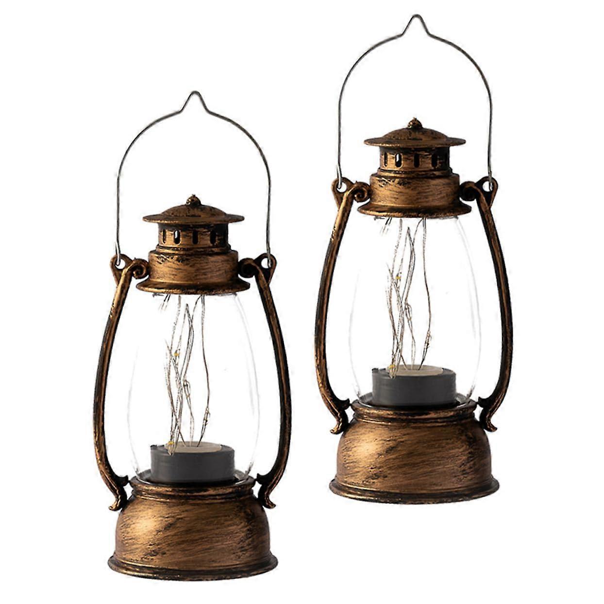 Retro Horse Lantern Pack Of 2 Kerosene Lamp Indoor Petroleum Lamp Table Decor Flameless Oil Light Plastic PP