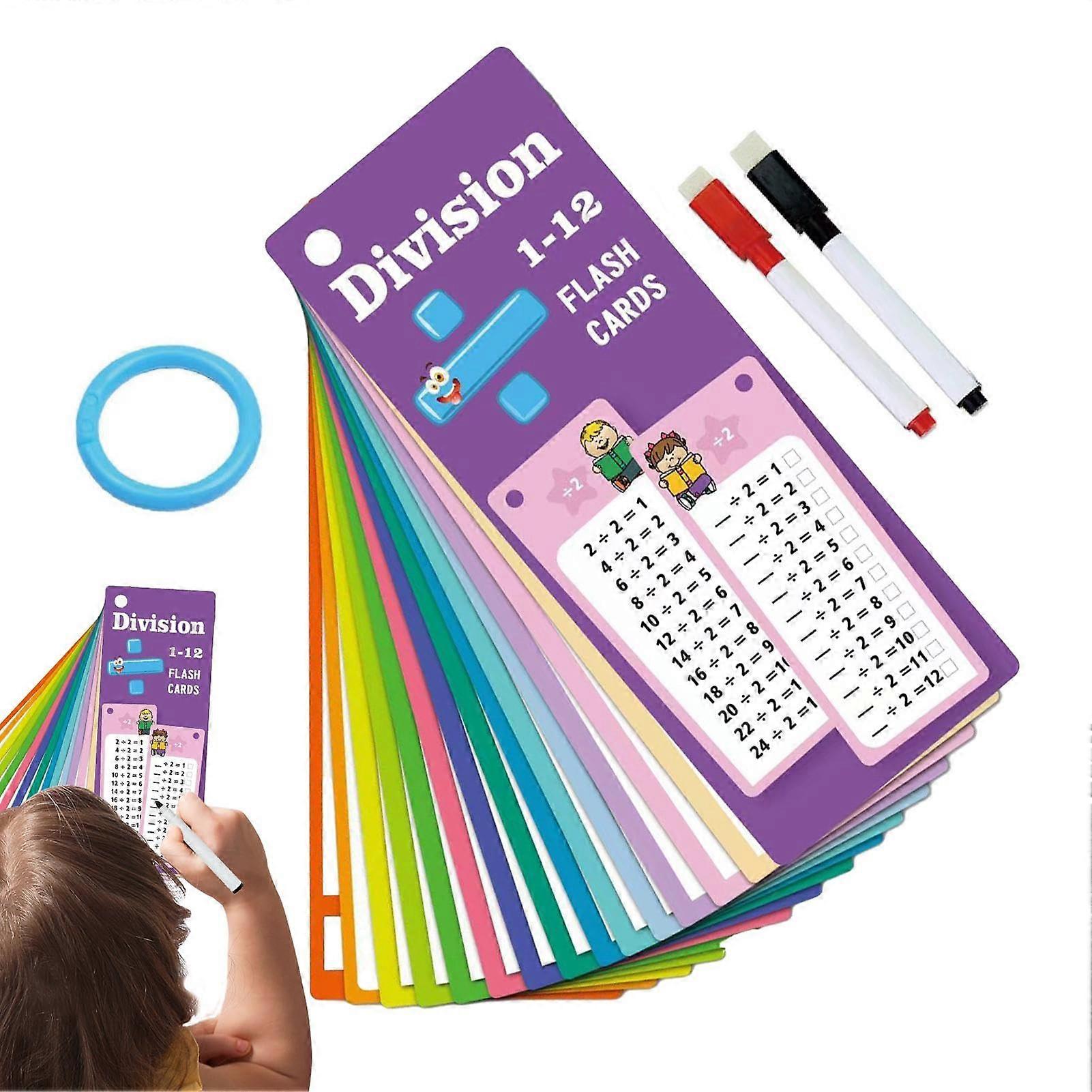 Subtraction Learning Cards, Math Facts Flashcards, 15X Write and Wipe Flash Cards