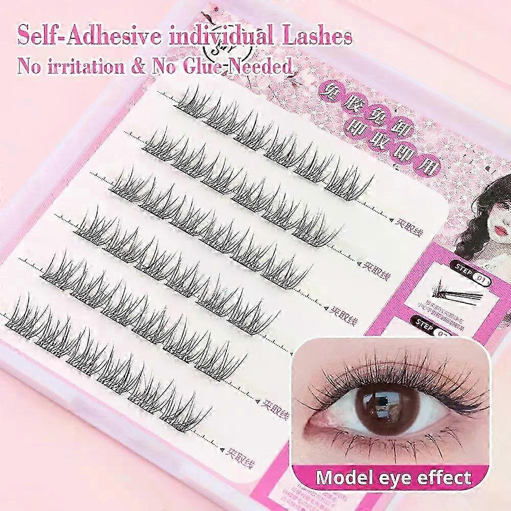 Cute Sweet Pre-Bond Technology Press-On Lashes Glueless DIY Eyelash Self-Adhesive Realistic Reusable Lashes