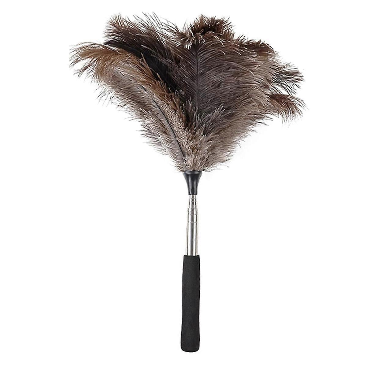 Extendable Ostrich Feathers Duster Up to 17-45inches Feathers Long Handle Reusable for Cleaning Ceiling Fan