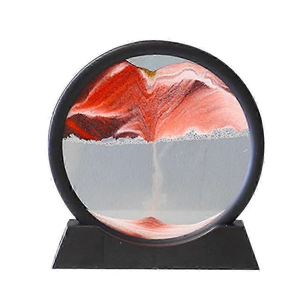 3D Dynamic Liquid Motion Sand Art, Moving Sand Picture Round Glass Sandscape for Home Office Decoration