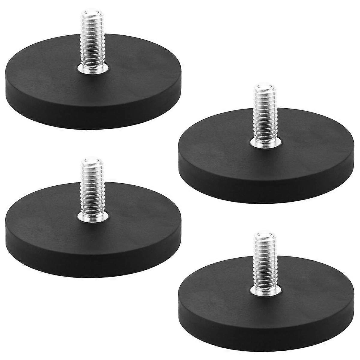 Rubberised Magnets 10 kg Adhesive Force, M6 Male Thread, Diameter 43 mm