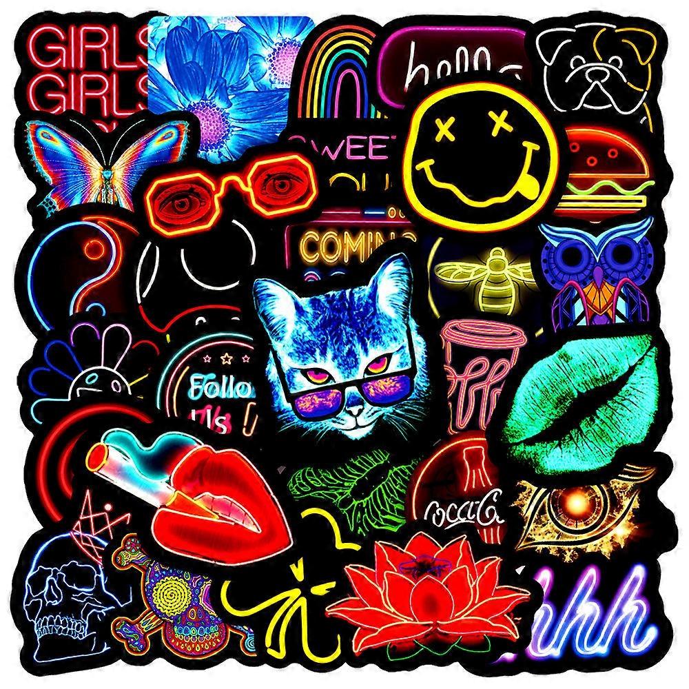 100pcs Neon Waterproof Stickers, Bumper/Laptop/Skateboard Decals