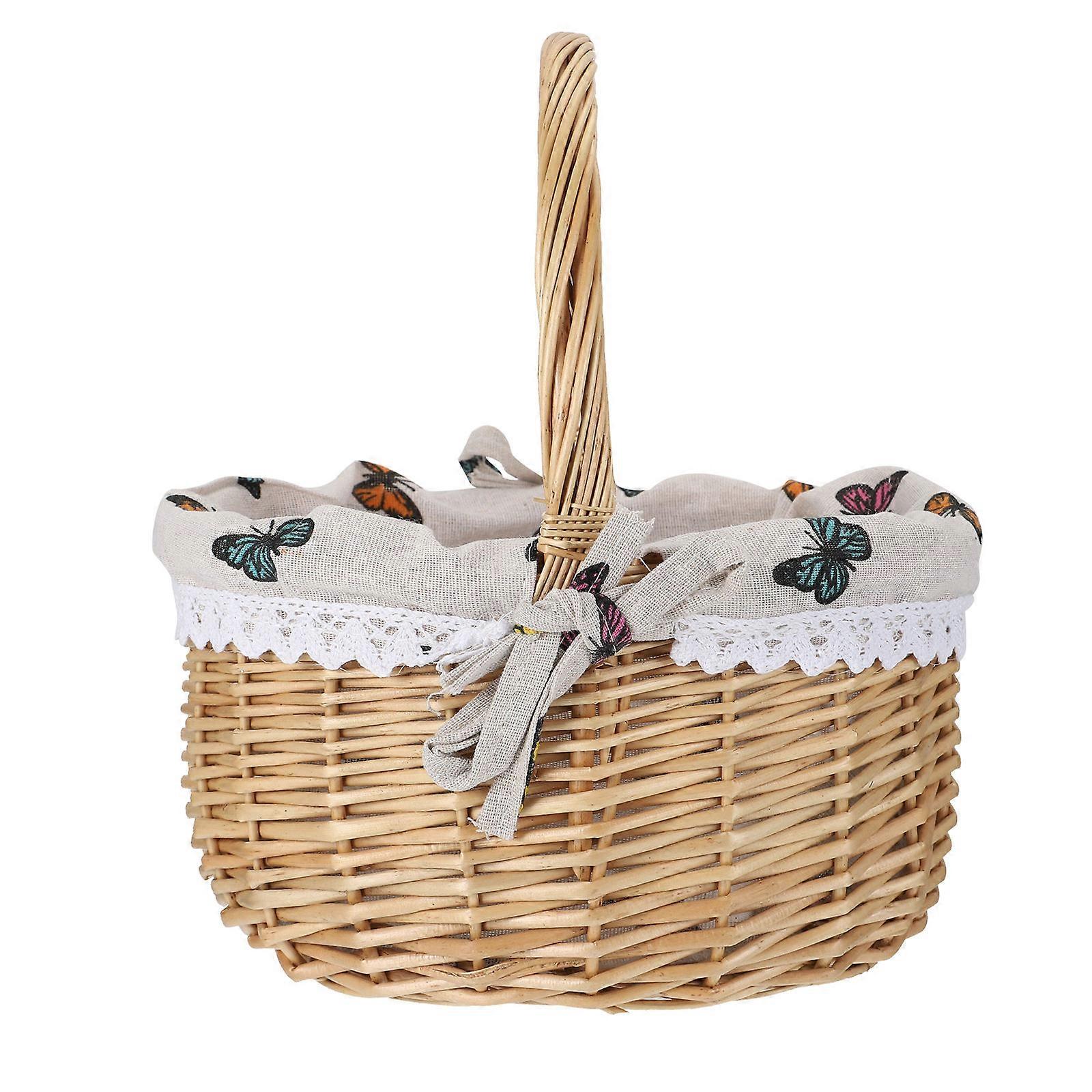 Outdoor Picnic Basket Wicker Woven Storage Basket Key Holder Assorted Color 28x25x21cm For Fruit Display 1Pc