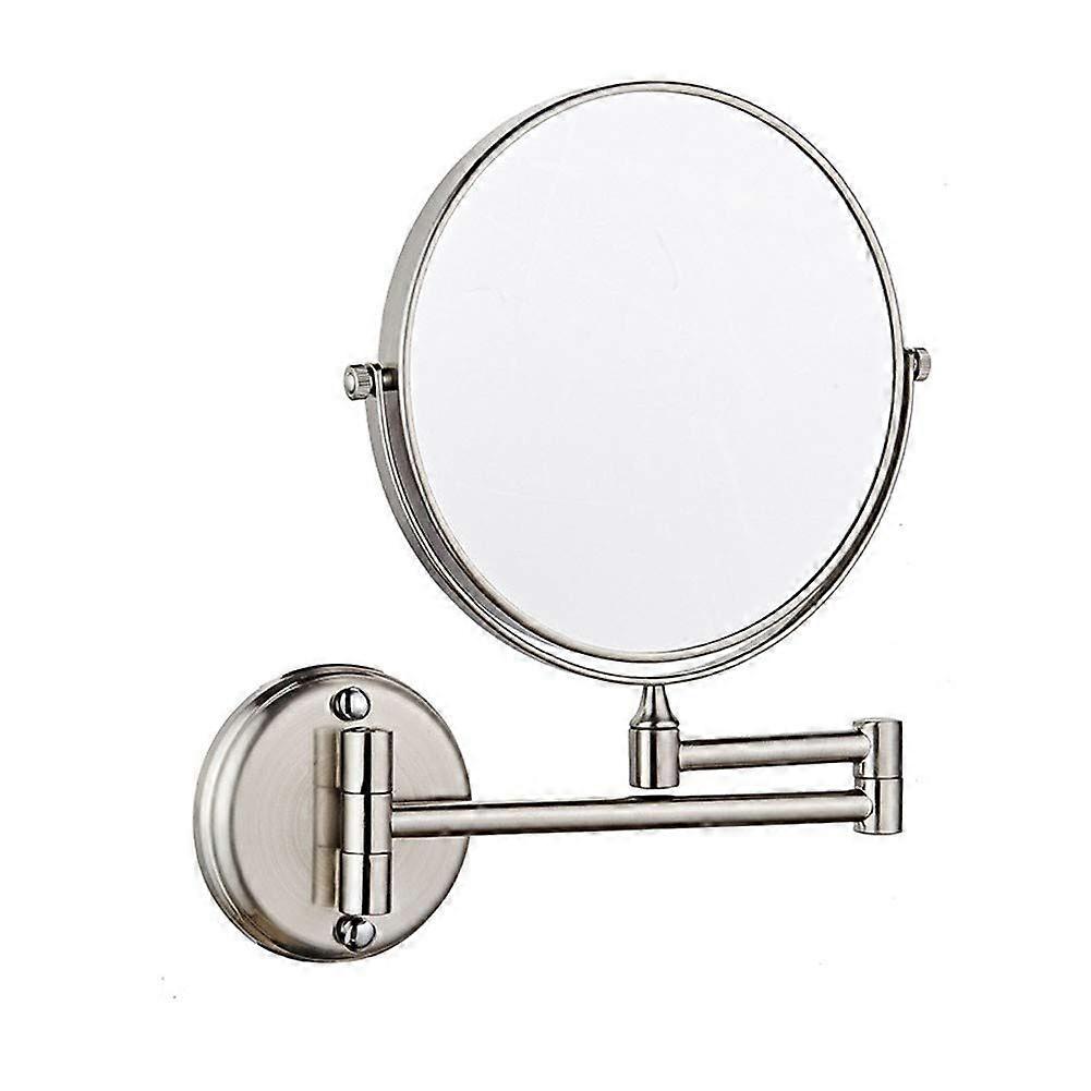 Makeup Mirror, 8inch doublesided swivel wallmounted, extendable, foldable with 3x magnification, drill/no drill required.