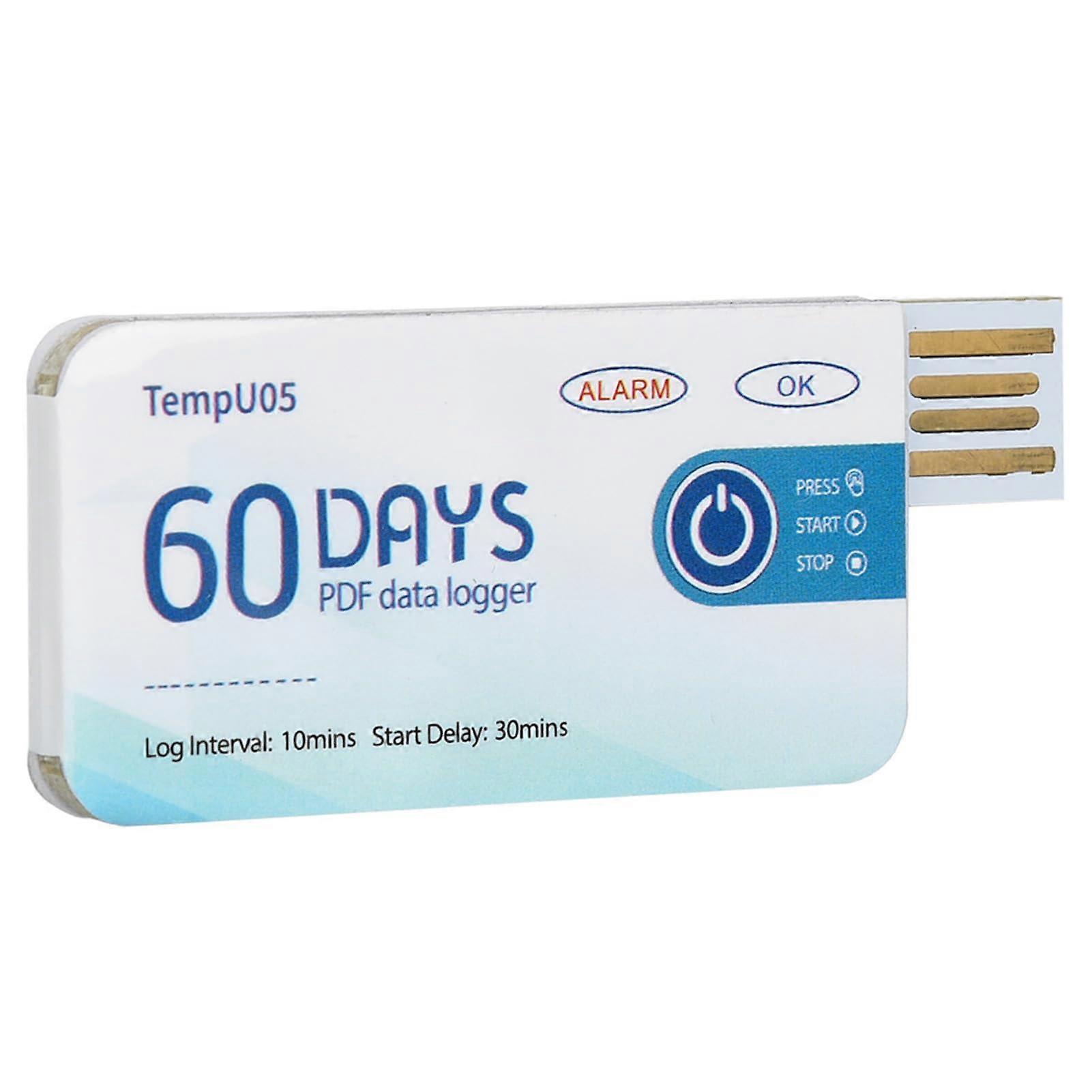 USB temperature data logger, 30°C to 60°C, ±0.5°C, 10,000 points, PDF, CR2032 (Tempu05)