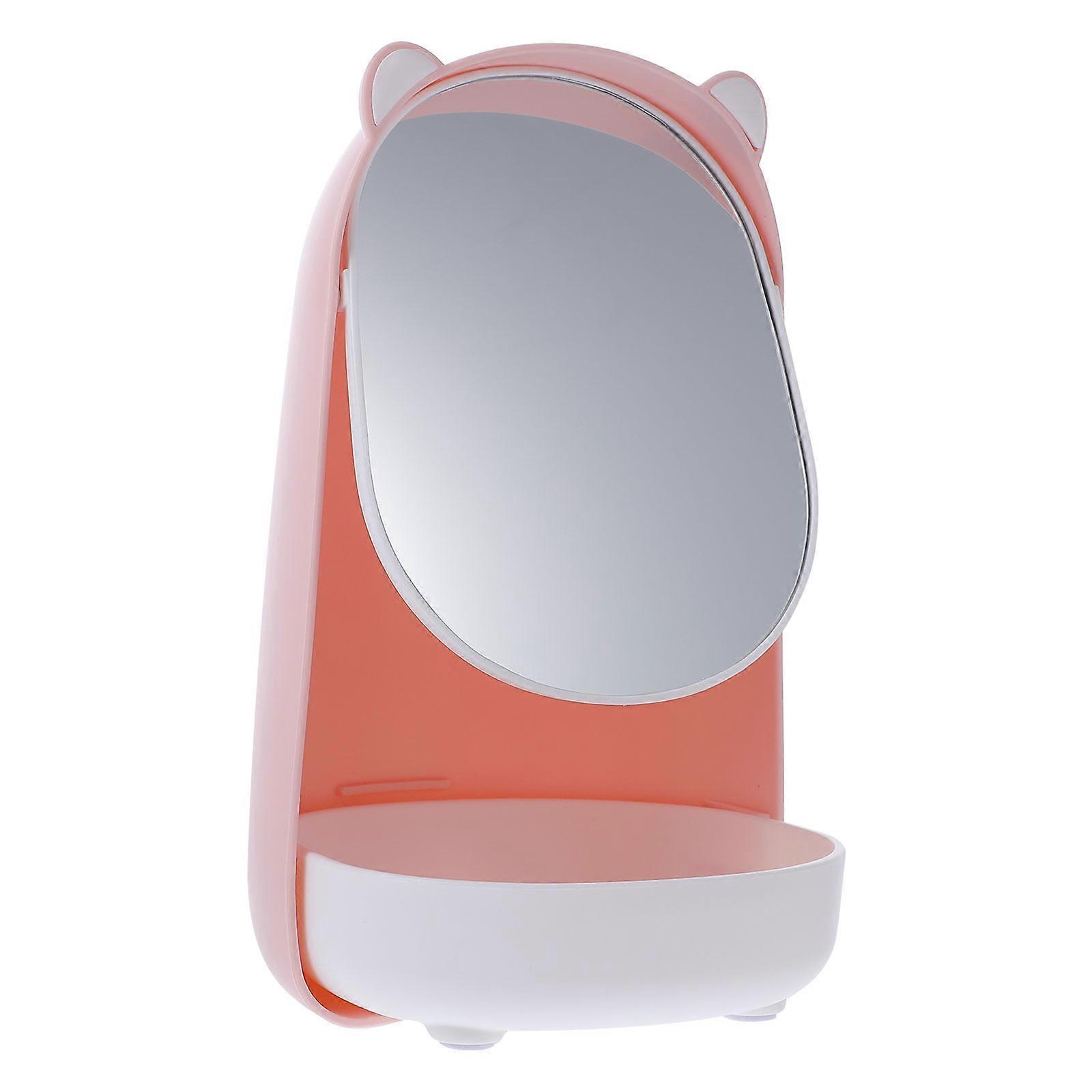 Pink Lovely Bear Vanity Mirror with Adjustable Feature for Home Use Lightweight and Compact Size