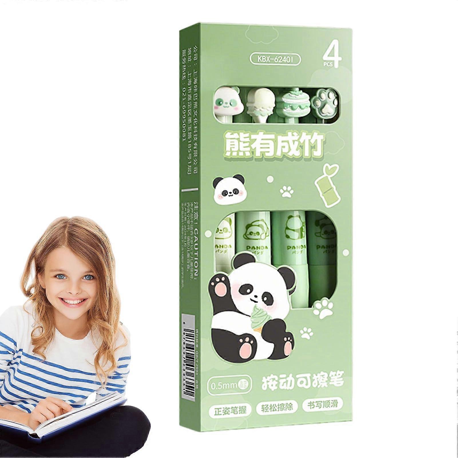 Erasable gel pens, a set of 4 portable writing tools for business professionals, Panda.