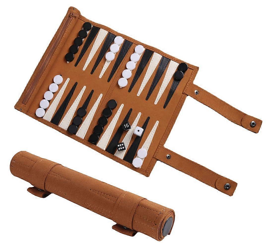 Backgammon Set - Wooden Board Game with Classic Design, Full Size, Metal Checkers, and Dice Accessories