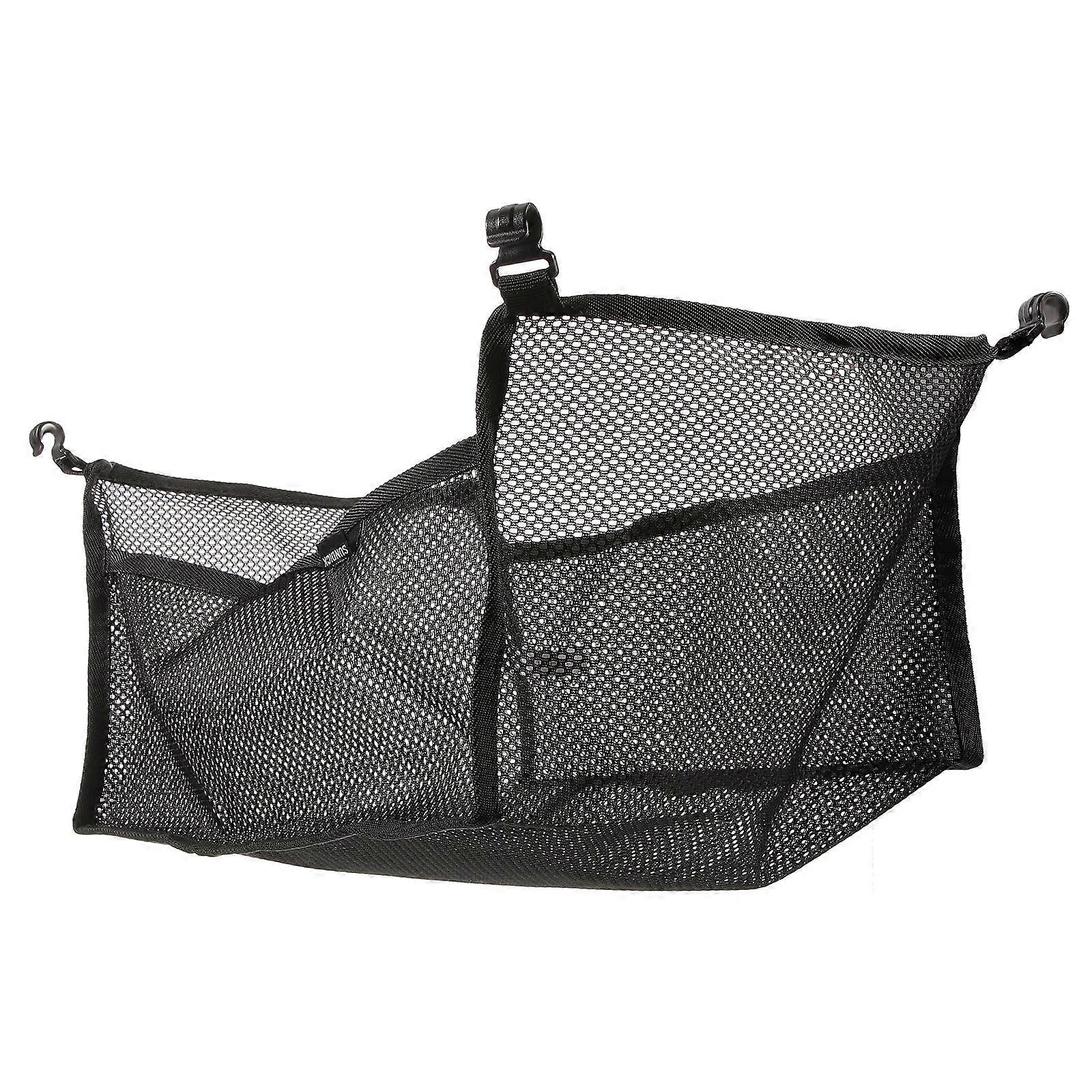 Black Hanging Mesh Bag for Camping Table Storage with Warp Knitting Net Material Lightweight Portable