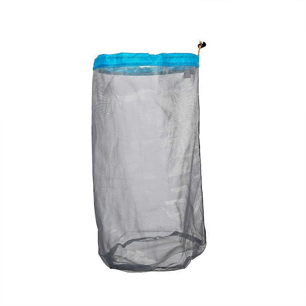 Mesh Storage Bag, UltraLight Storage Pouch with Drawstring, for Camping, Hiking, 48 X 24 Cm/18.89 X 9.45 Inches, XL Blue