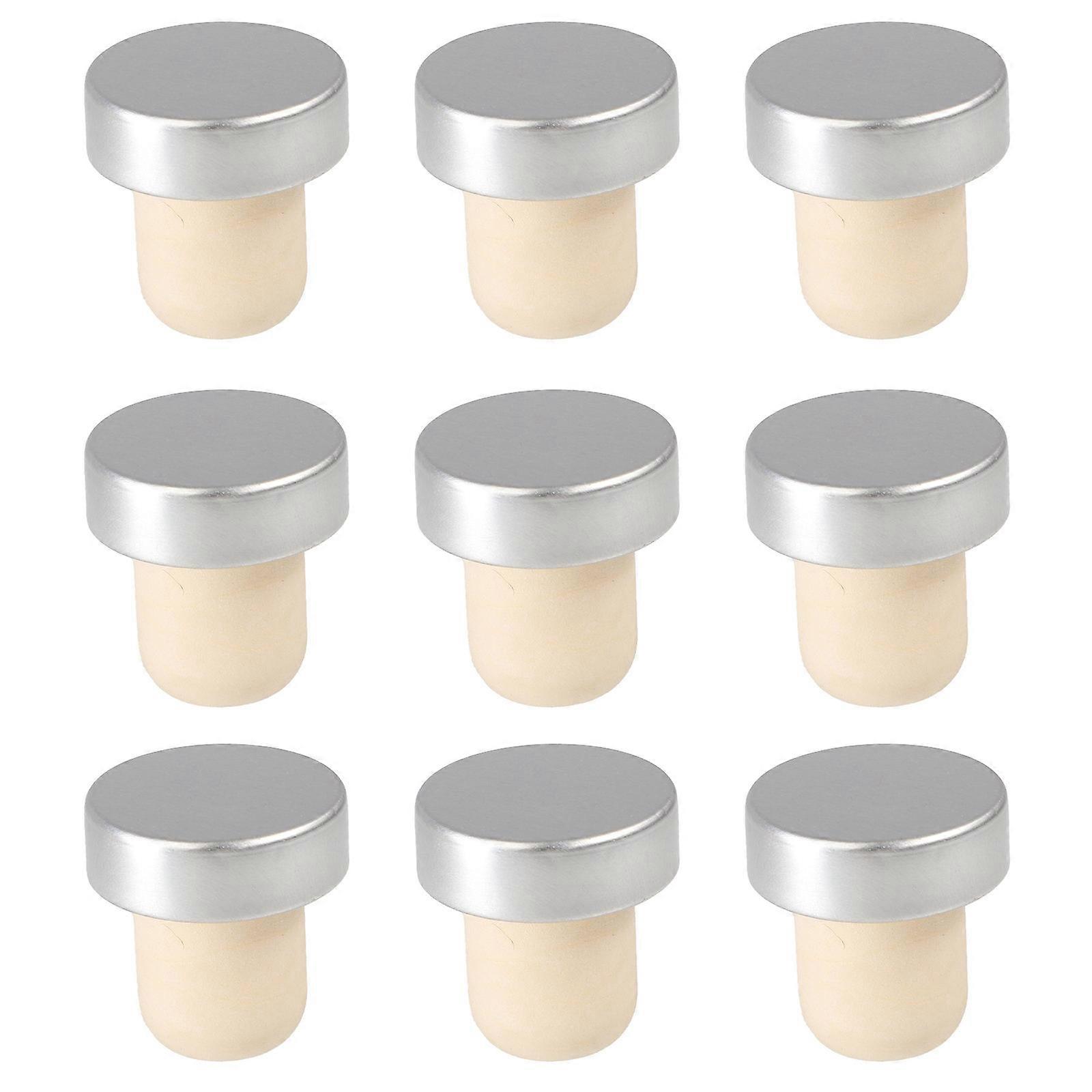 Silver Aluminum Stoppers with Nine Pieces for Keeping Drinks Fresh at Home