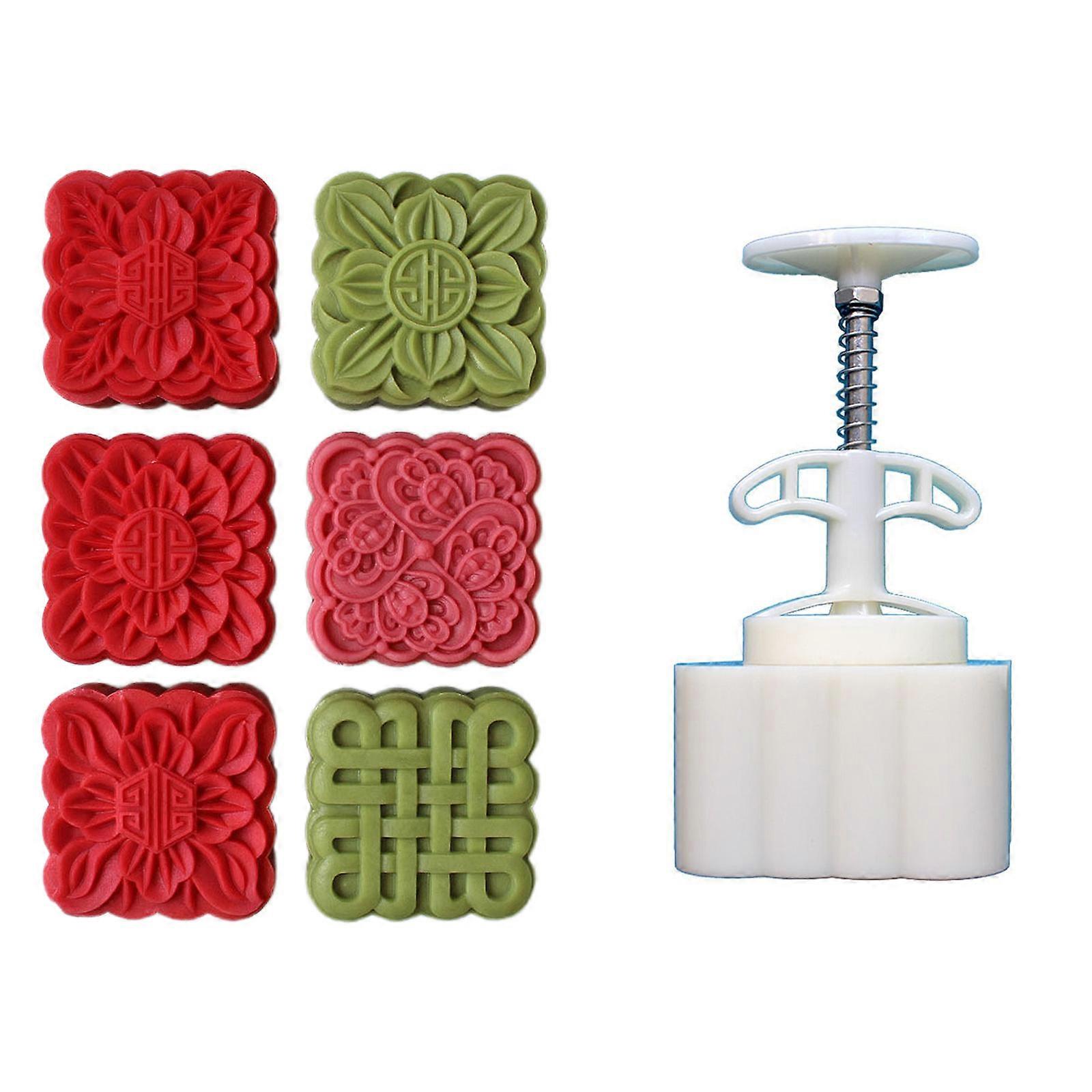 Hand Pressure Dessert Molds Square Flower Pattern Cookie Molds Dessert Maker Festival making Cookie Pastries Tool Multicolor