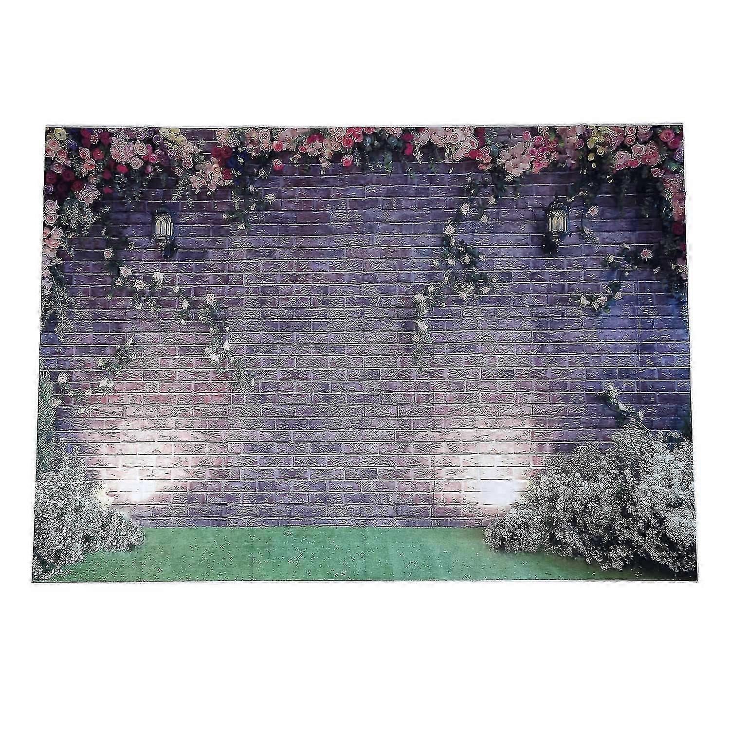 7x5ft Flowers Wall Photography Backdrops Brick Backdrop Spring Stuido Background