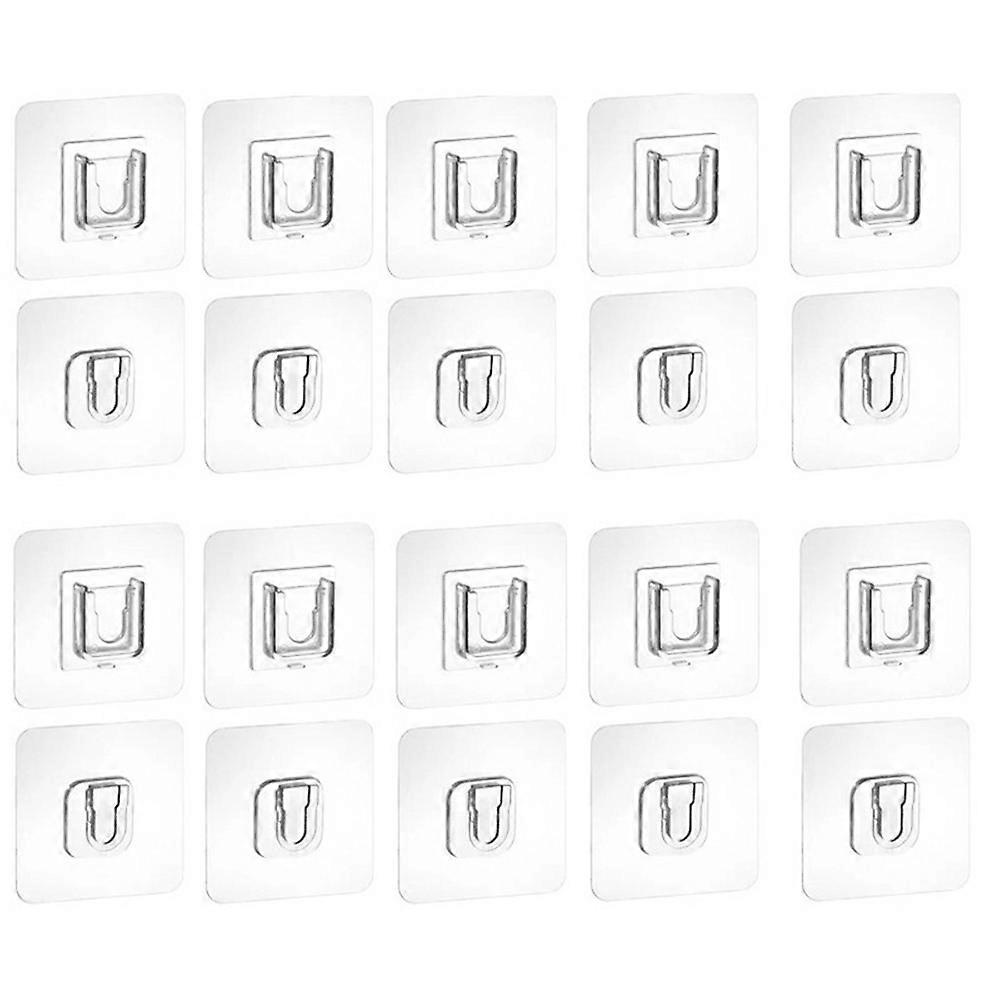 10 Pairs Adhesive Wall Fixing Hooks PVC Traceless Snap-On Hook Power Strip Wall Hanger