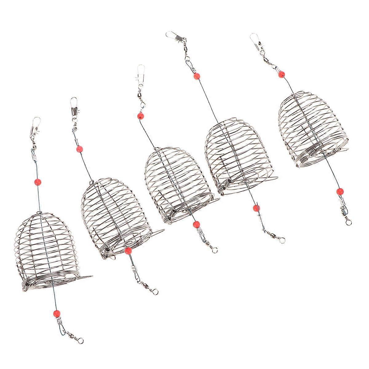 5 STÜCKE Edelstahl Angelköder Käfig Köder Köder Falle Korb Feeder Halter Tackle Größe L