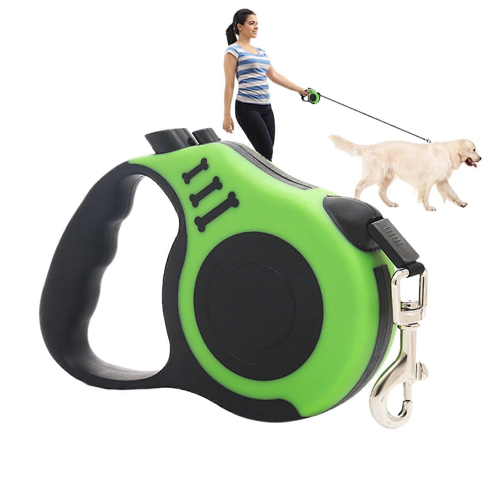 Telescopic Traction Rope for Pets, Robust Automatic Dog Retractable Leash with Comfortable Grip, Green for Camping and Hiking