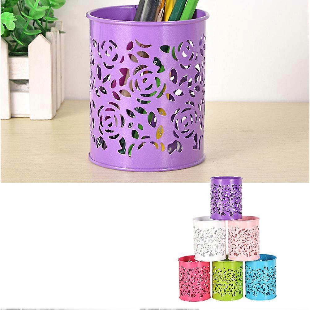 Pen Organizer For Desk 6Set Hollow Rose Flower Pencil Holder Assorted Colors Container