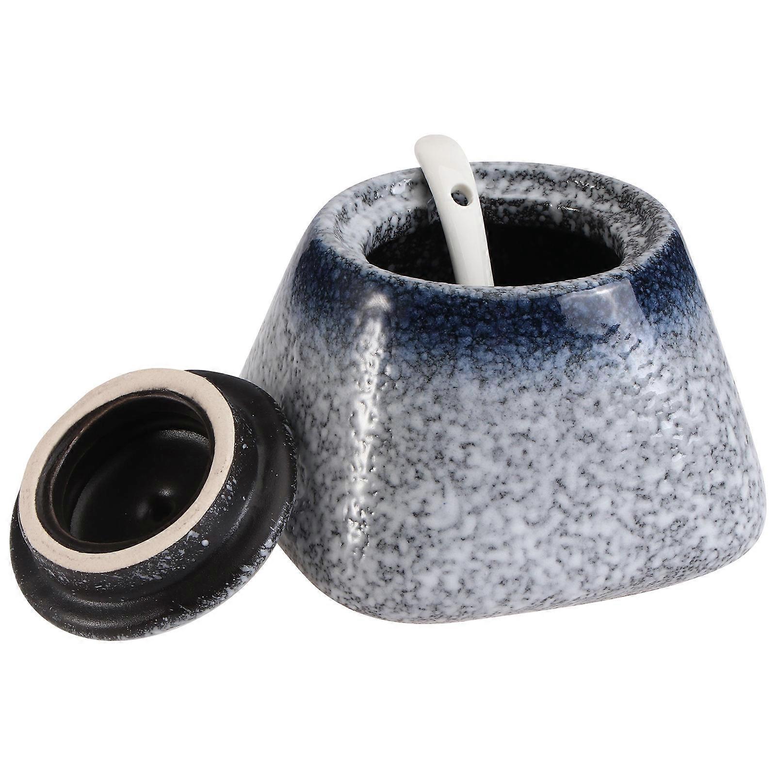 Condiment Jars With Lids Ceramic Spice Storage Simple Design Everyday Use 5x7 5x3cm 1Pcs