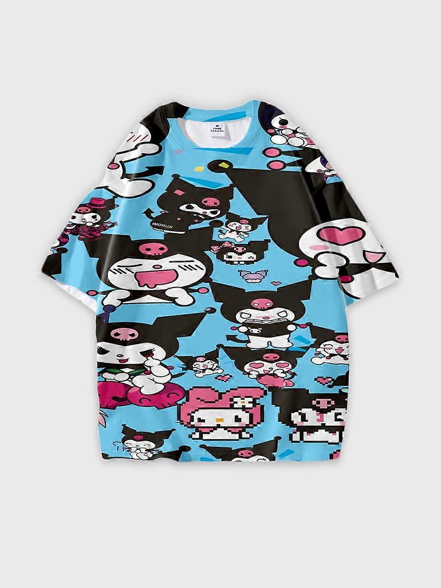 T-shirt round neck Cartoon Pattern loose short sleeve B1609