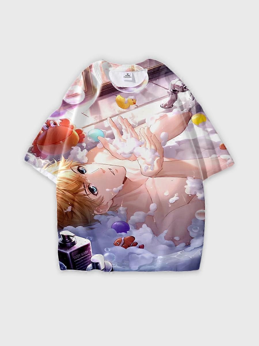 T-shirt round neck Role Pattern loose short sleeve E921