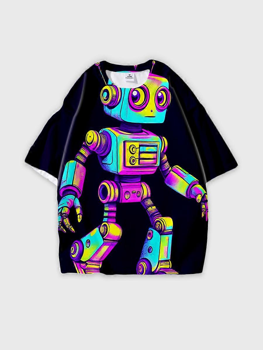 T-shirt round neck Pattern loose short sleeve N379