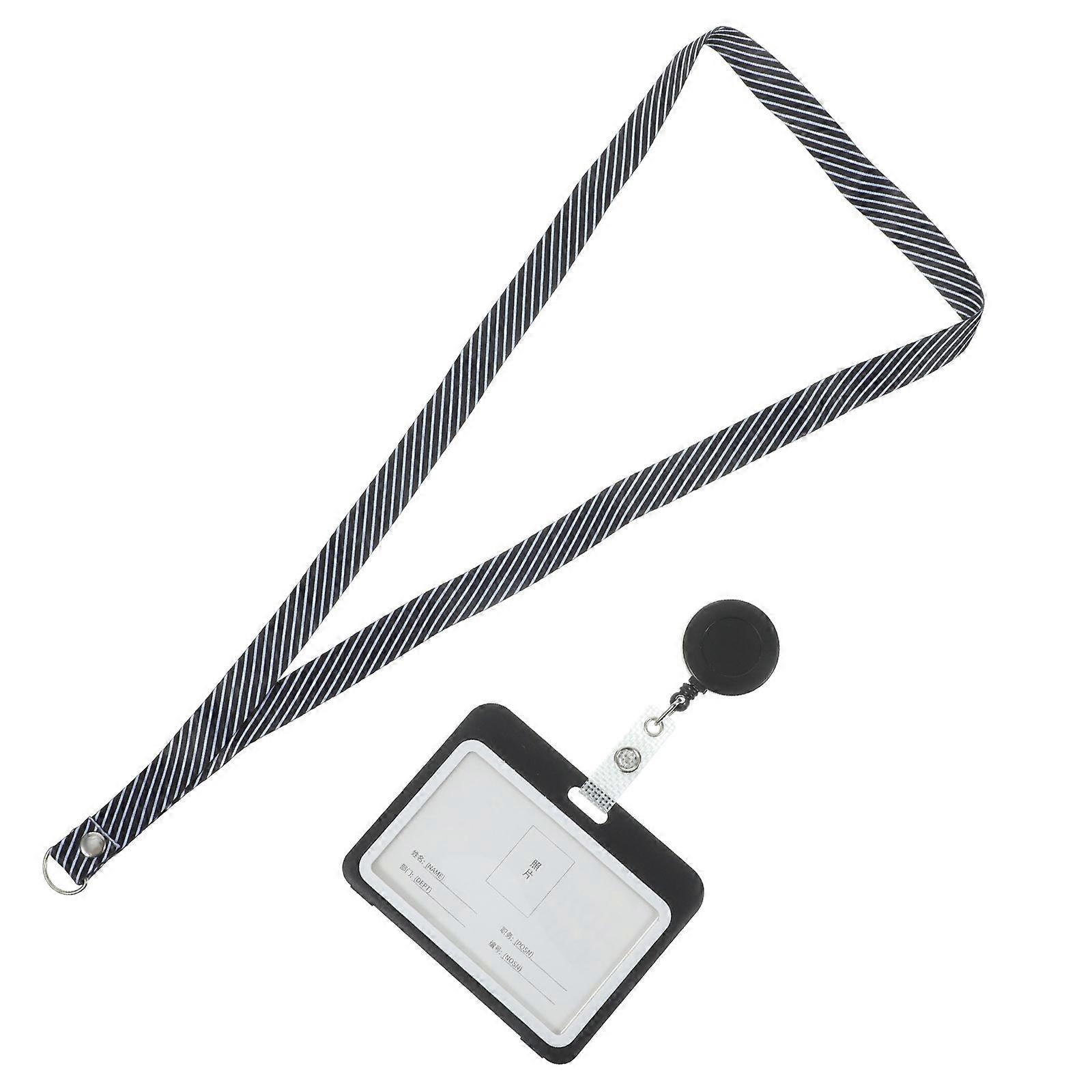 Black Horizontal ID Badge Holder Sleeve for Daily Use PVC and PP Material 2Pcs