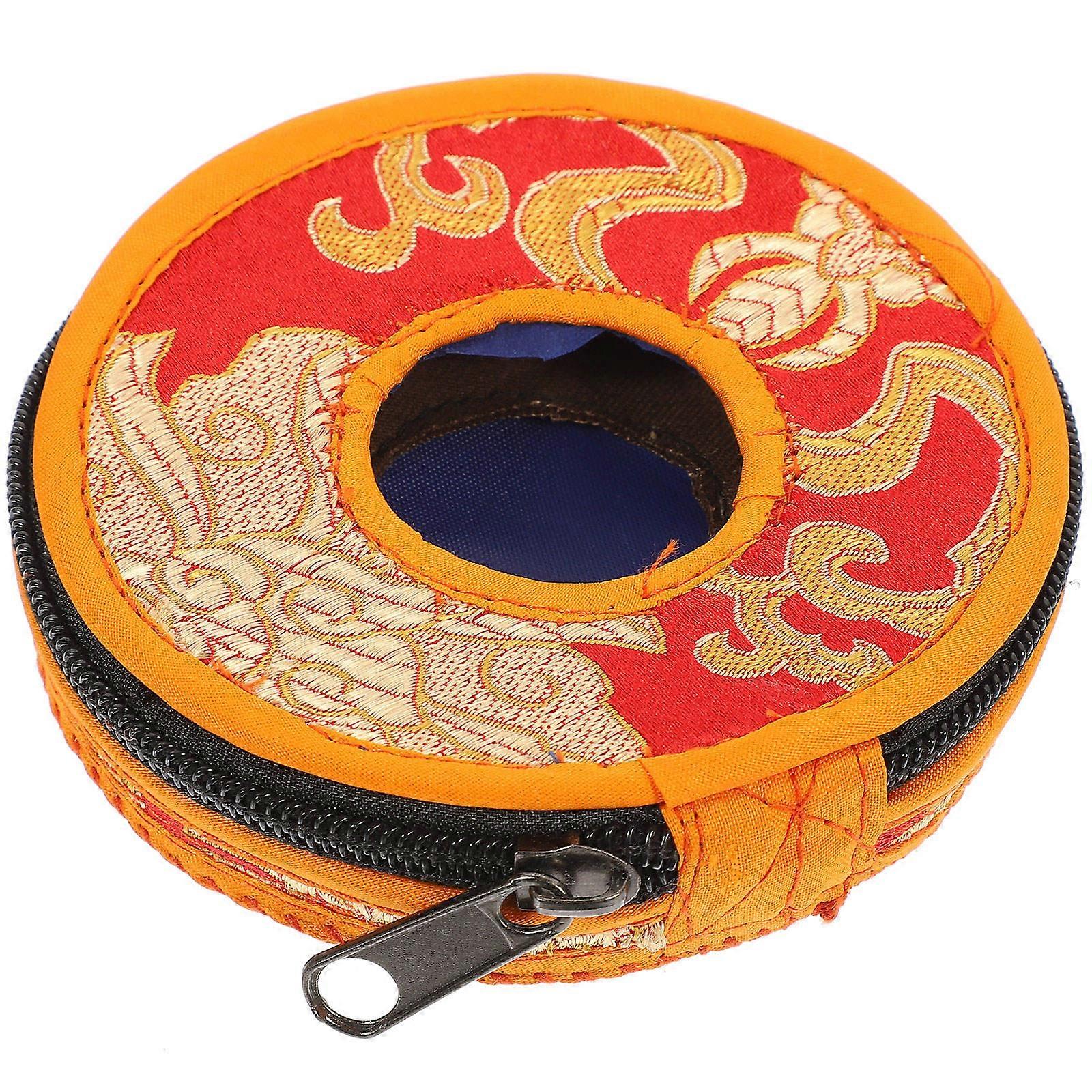 Nepal Meditation Bell Pouch Compact Storage Bag with Beautiful Patterns for Chime Bells, Perfect for Yoga and Meditation Sessions Random Color