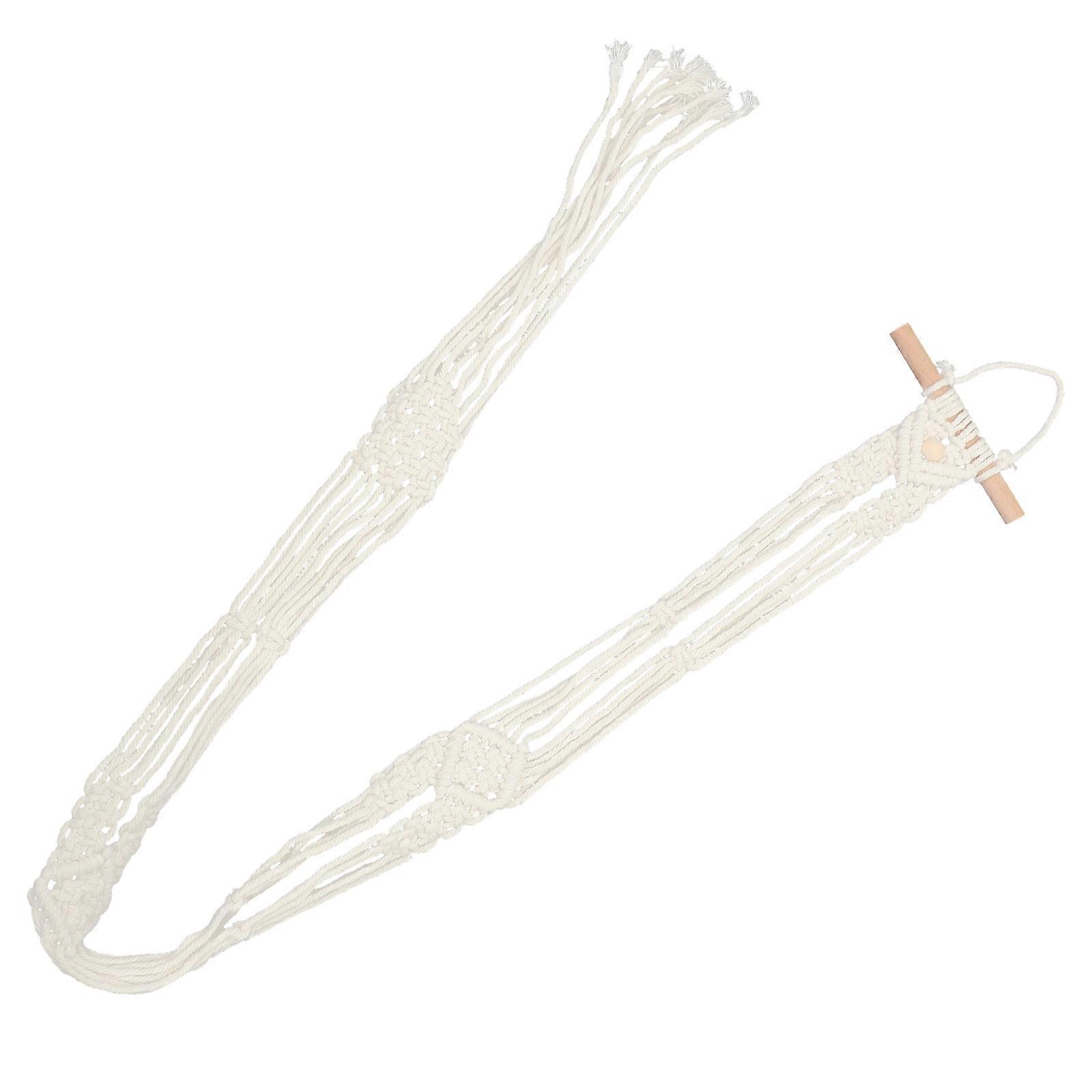 Elegant Bohemia Style Macrame Hat Hanger for Wall Storage with Cotton Rope and Wood Assorted Color