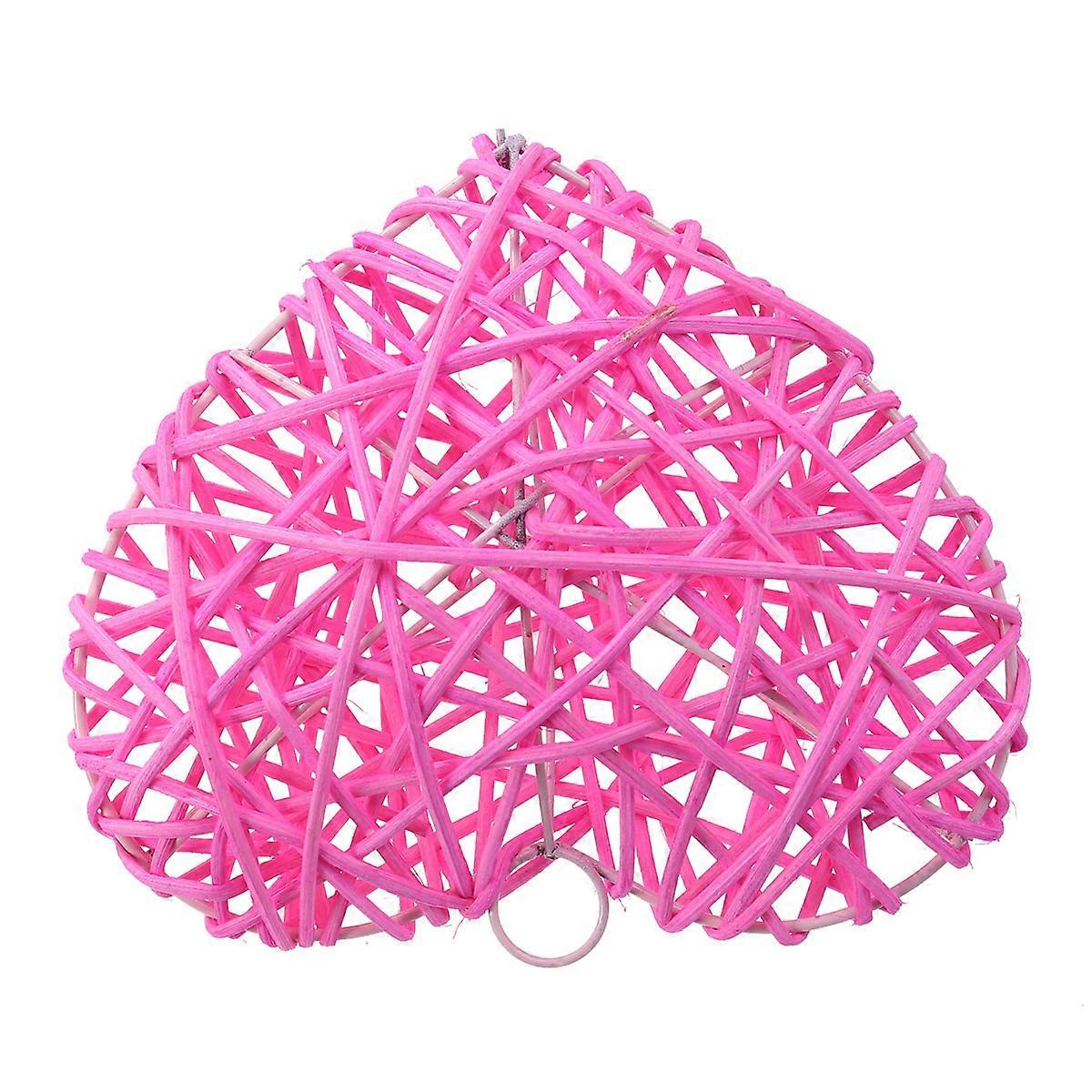 Rattan Heart Shaped Ball for Crafts Pink Handmade and 15cm