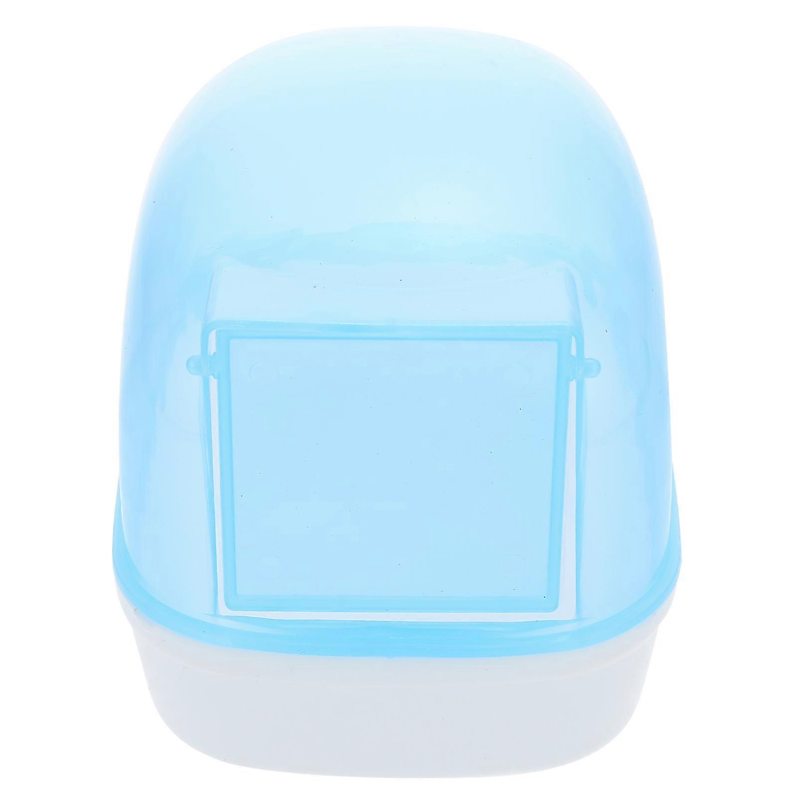 Blue Plastic Bathtub for Hamster Bathing with Automatic Door Opening Compact and Dust Proof 2 Pcs