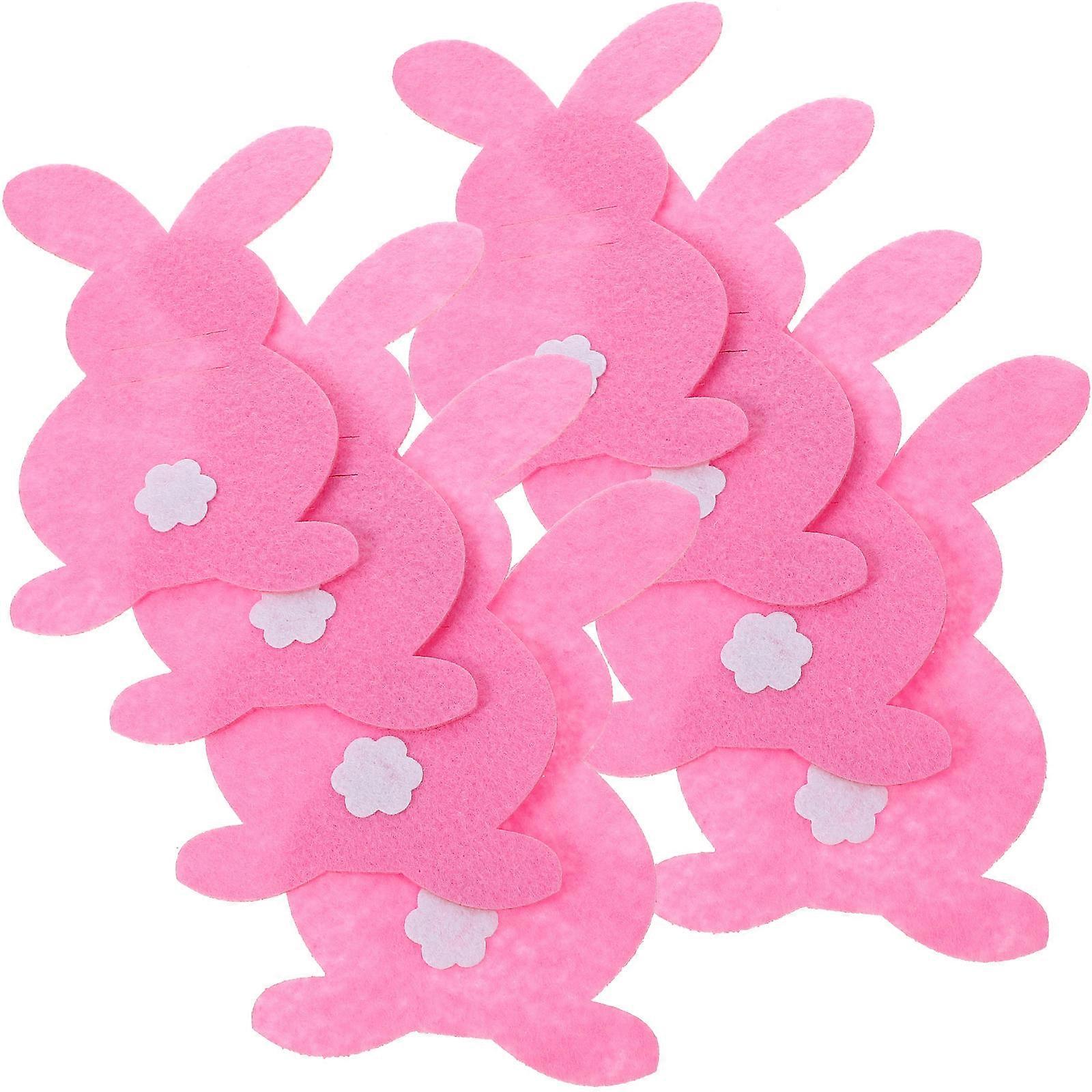 Cute Rabbit Shaped Silverware Sleeves For Easter Party Decorations 16x10cm 8Pcs